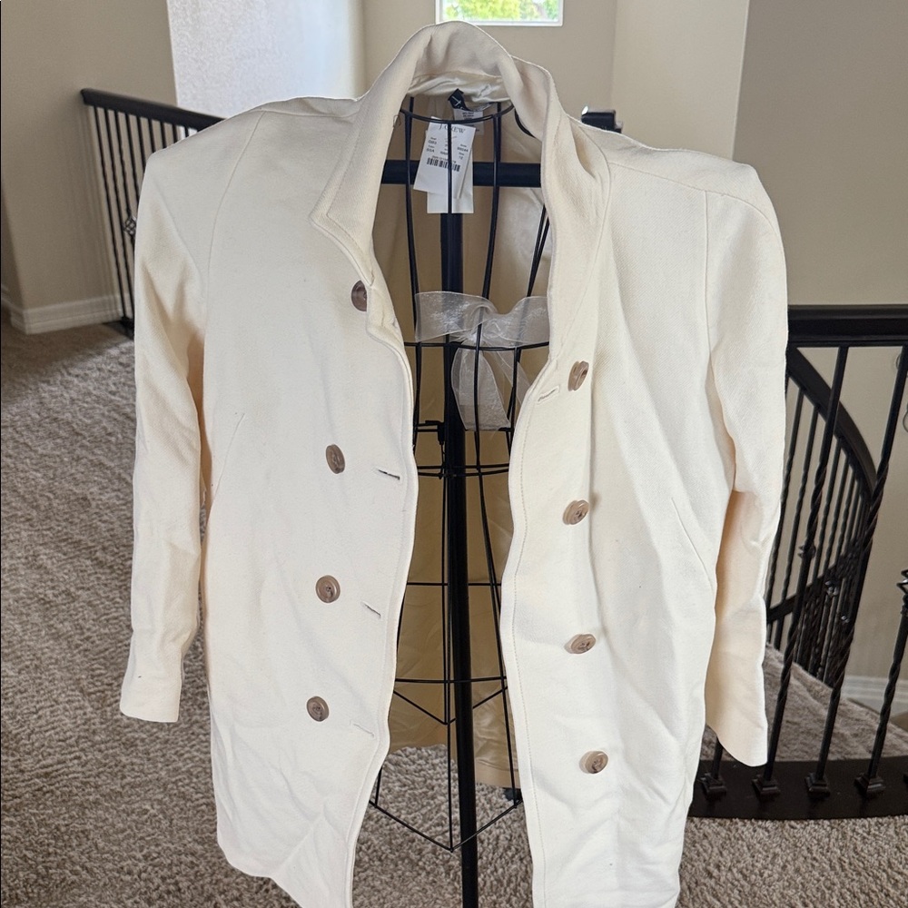 Women's Cream Double-Breasted Coat Jcrew nwt size 12